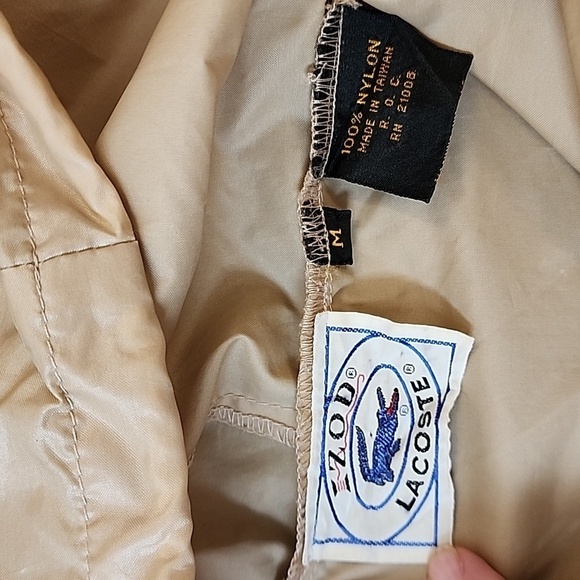 Lacoste Izod Vintage Packable Windbreaker 1/4 Zip Belt Bag Men's Tan size Medium - Picture 5 of 8